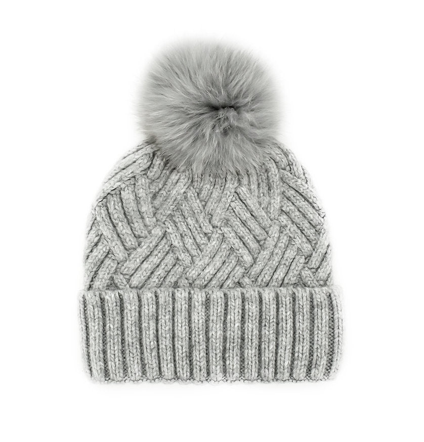 MM - KNIT HAT W/ FOX POMPOM