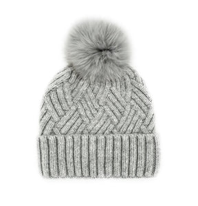 MM - KNIT HAT W/ FOX POMPOM