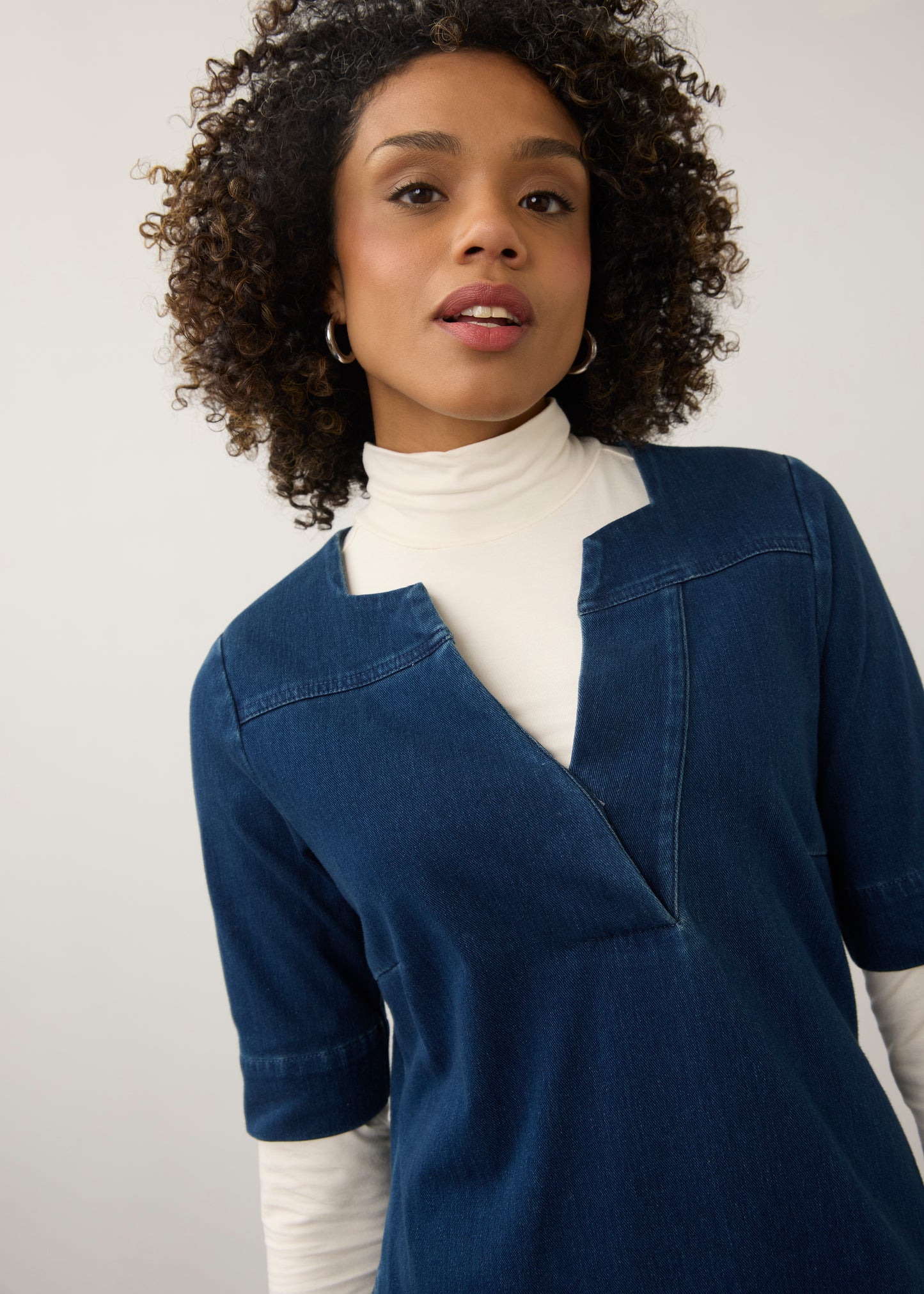 Elbow Sleeve Shift Dress