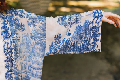 Let The Light In Pixie Duster Cropped Kimono w/ Delft Print - Suttles & Seawinds