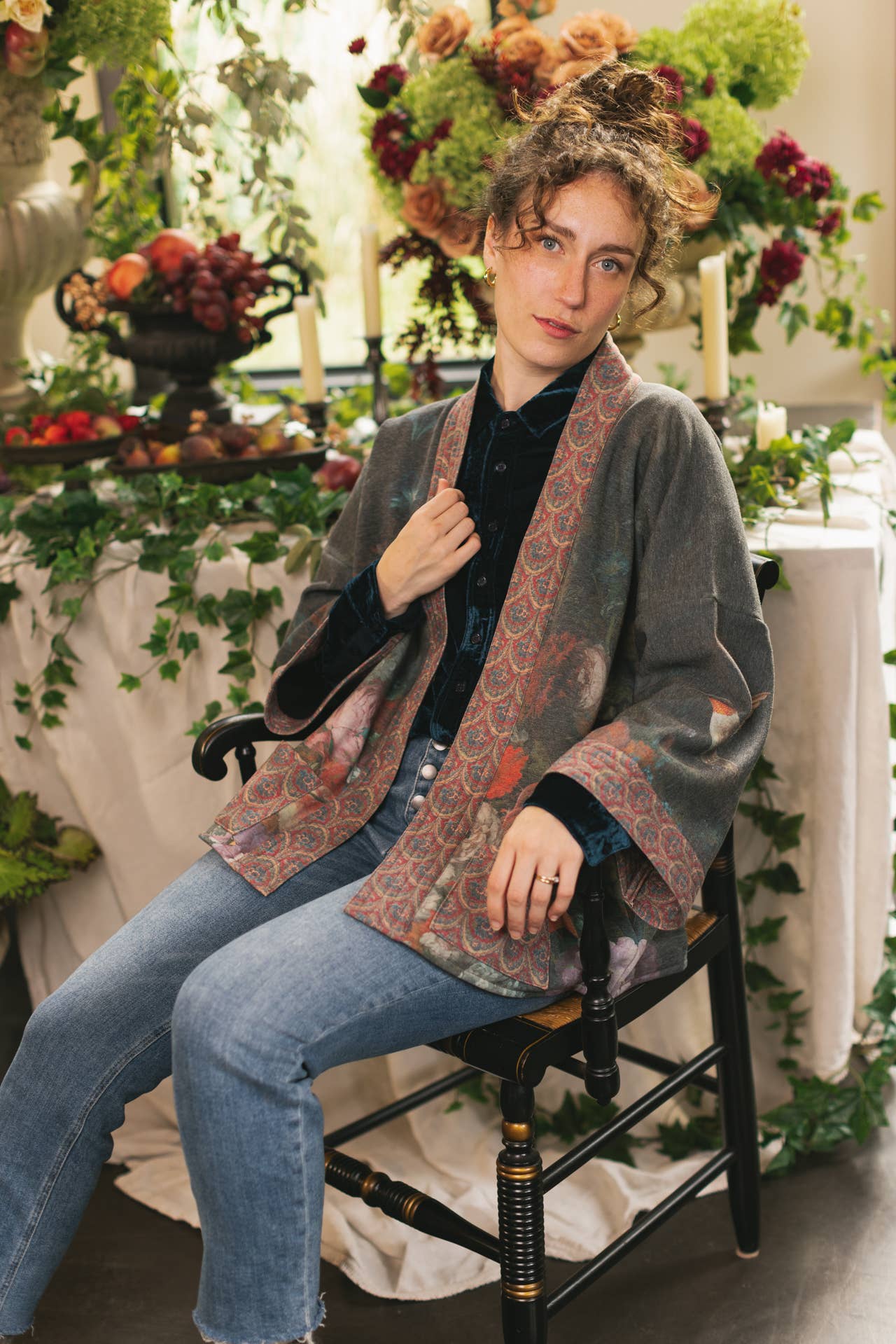 Flight of Fancy Fleece Cottage Cardigan Kimono Jacket - Suttles & Seawinds