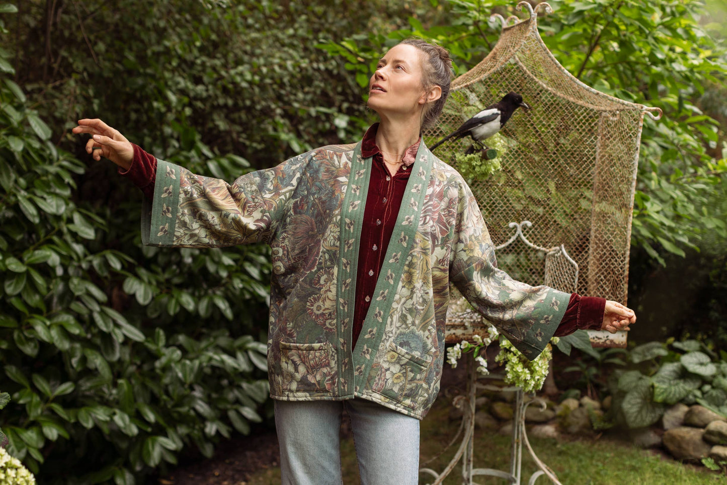 Love Grows Wild Fleece Cottage Cardigan Kimono Jacket - Suttles & Seawinds