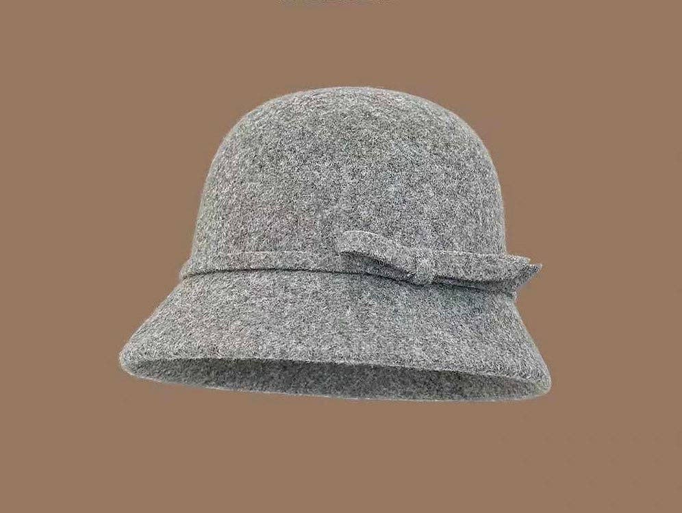 Grey Wool Hat w/bow