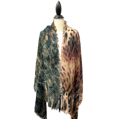 Luxury Wool Silk Blend Patterned Scarf