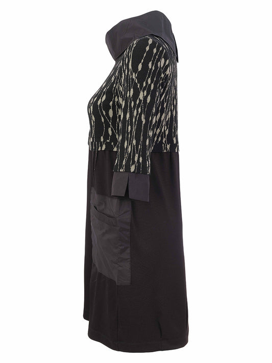 Pocket Front Cowl Neck Knee Length Dress