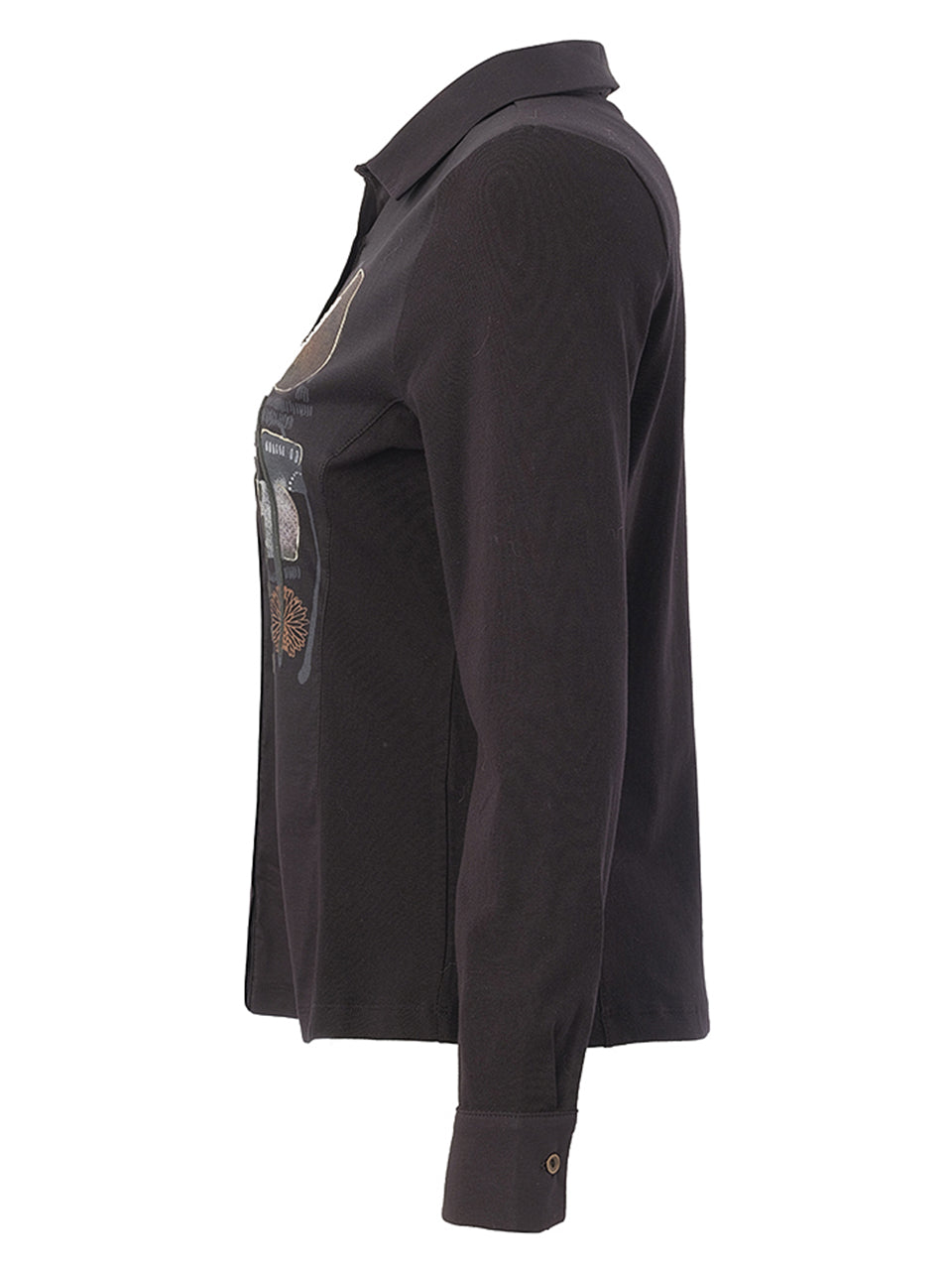 Embroidered/Painted Mid Length Black Shirt