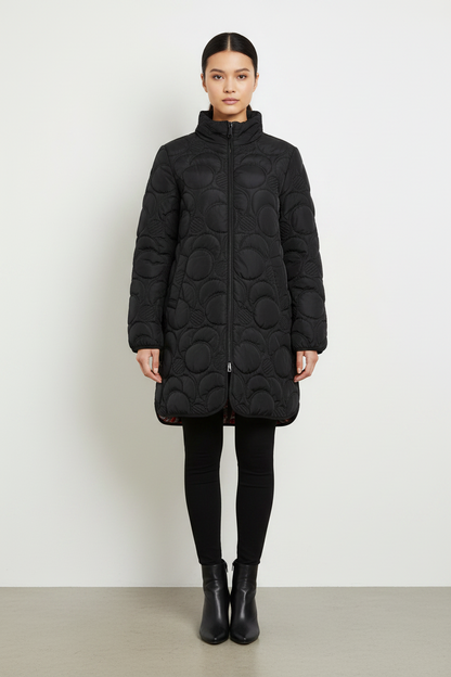 Long Print Lined Lightweight Quilt Coat