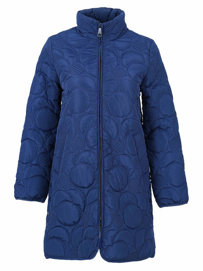 Long Print Lined Lightweight Quilt Coat