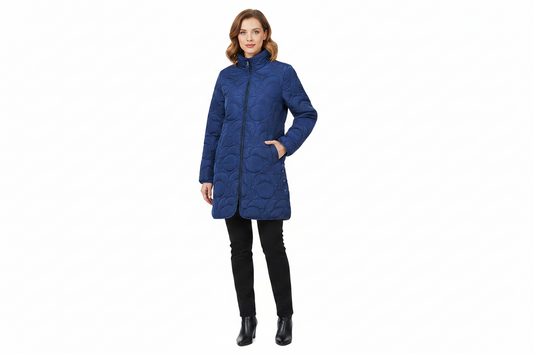 Long Print Lined Lightweight Quilt Coat