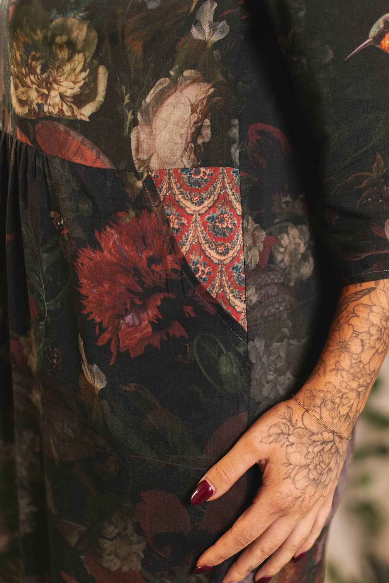 Flight of Fancy Artist Dress Tunic w/ Pockets & Hummingbirds - Suttles & Seawinds