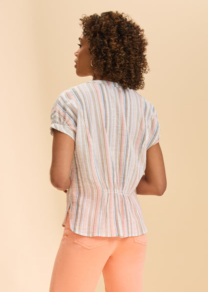Short Sleeve Striped Blouse - Suttles & Seawinds