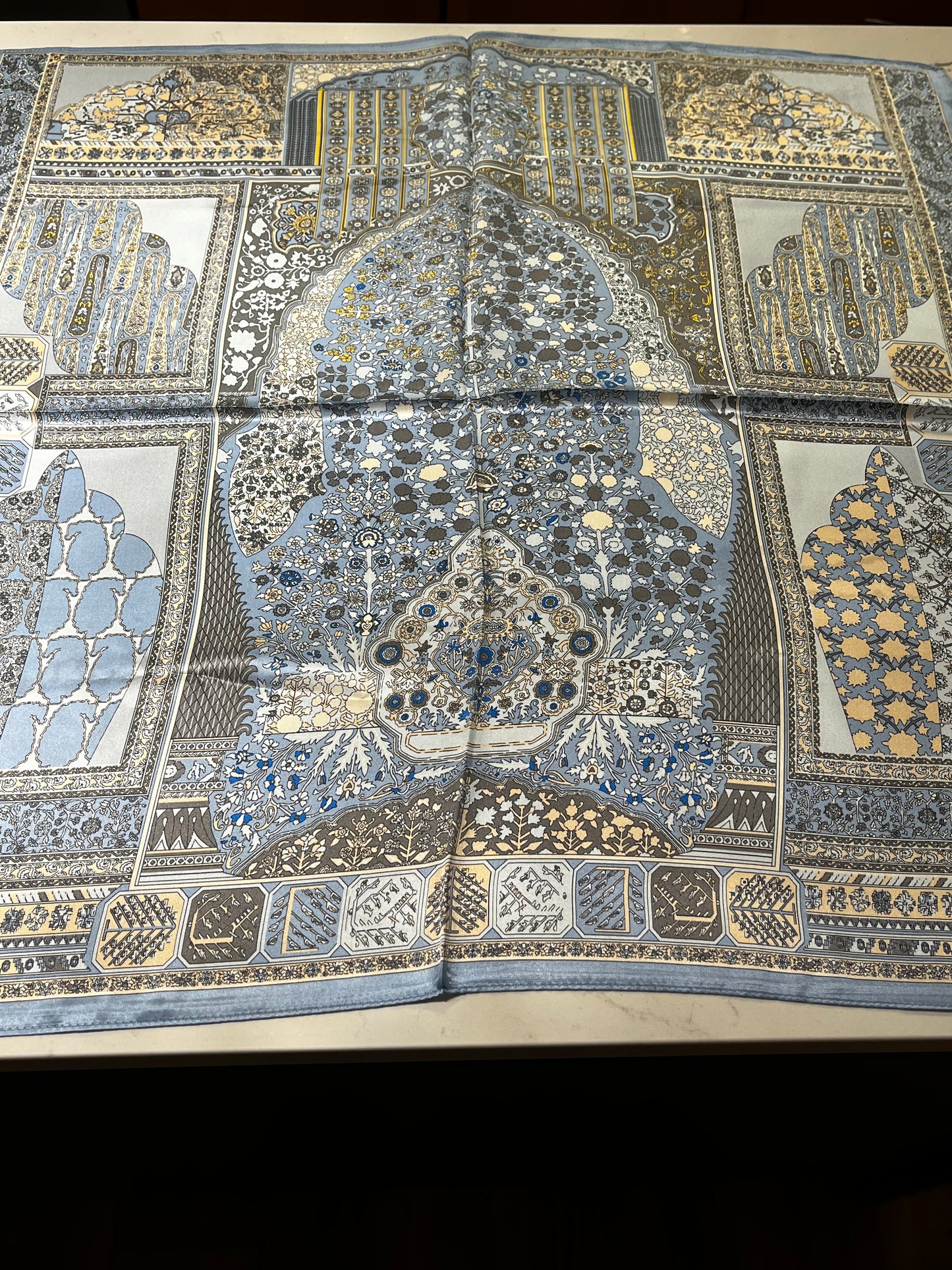 Large Silk Square Denim Blue Print