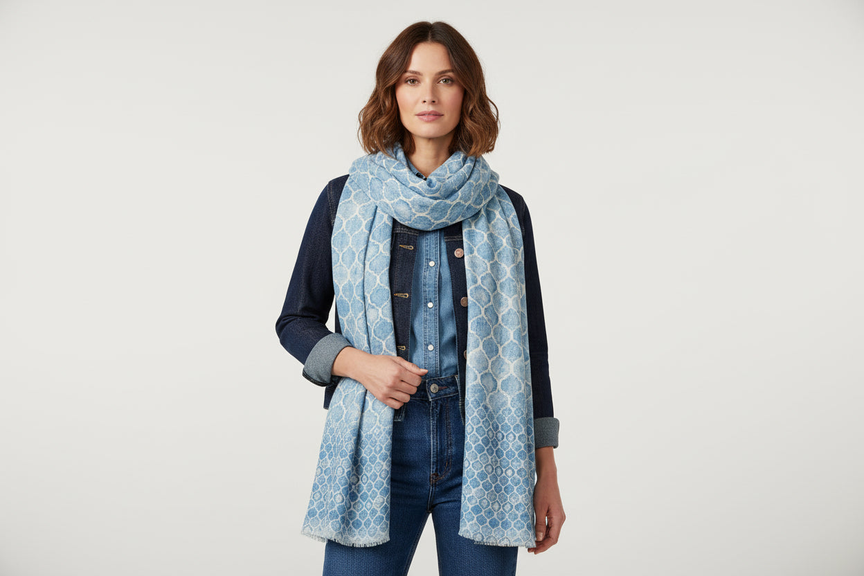 100% Linen  Print Scarf - Suttles & Seawinds