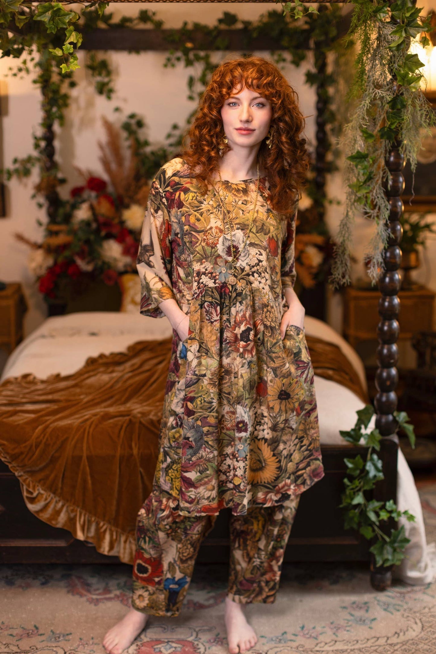 Golden Hour Artist Dress Tunic w/ Pockets & Floral Print - Suttles & Seawinds
