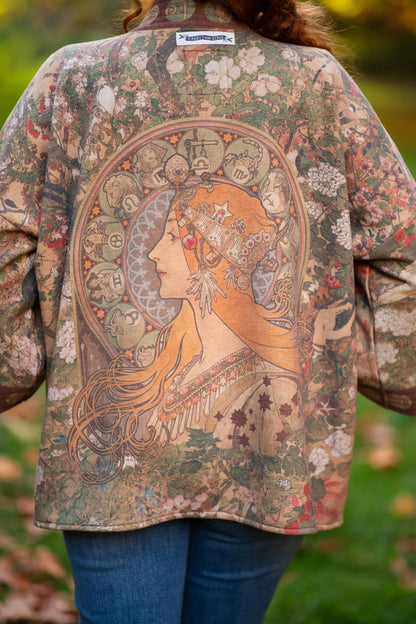 Dream Weaver Fleece Cottage Cardigan Kimono Jacket w/ Zodiac - Suttles & Seawinds