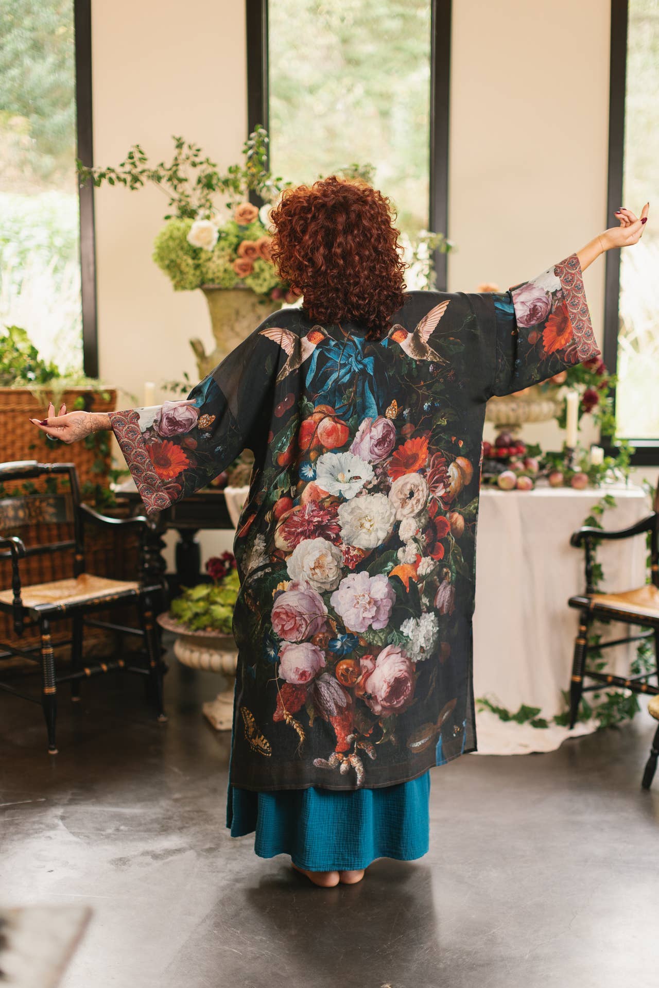 Flight of Fancy Opera Duster Kimono Robe Hummingbird - Suttles & Seawinds