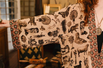 Curiosities Pixie Duster Crop Kimono w/ Whimsical Print - Suttles & Seawinds