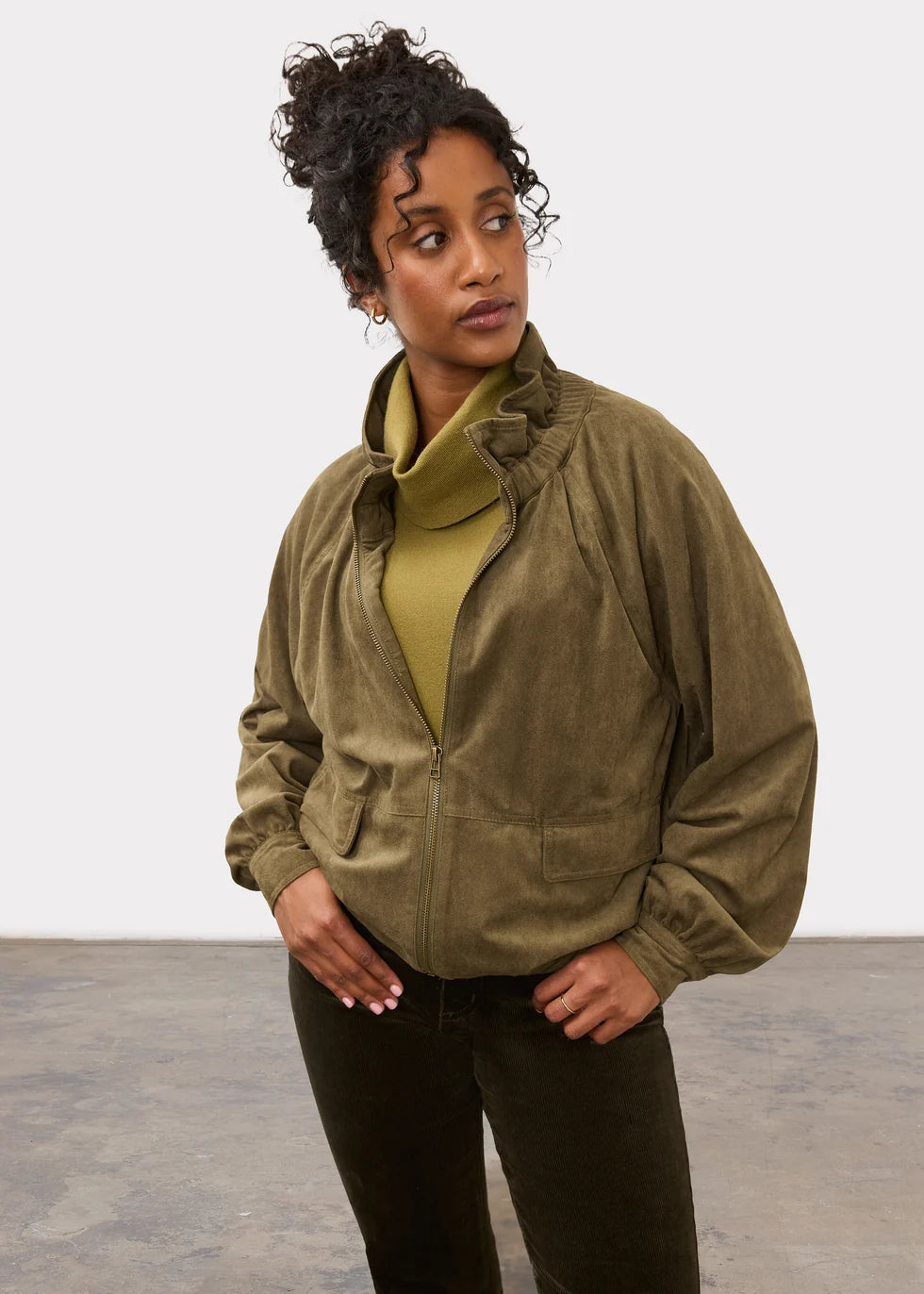 Cinched Hem Bomber Jacket