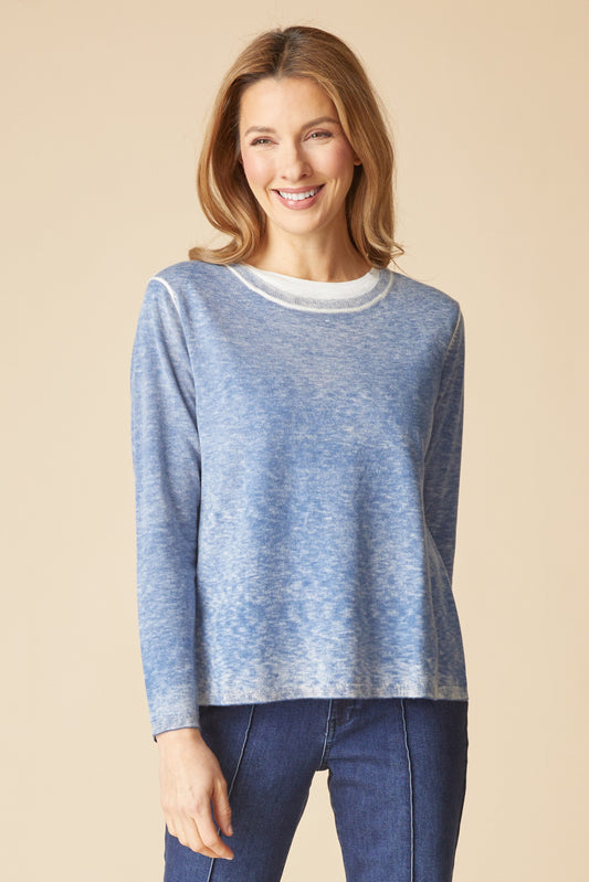 Layered Sweater (Tee Under) in Tide