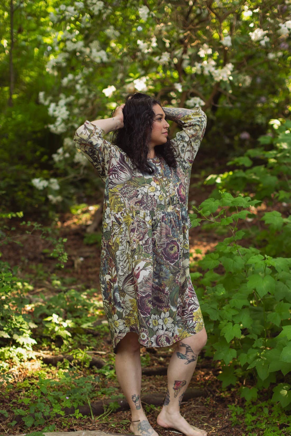 Love Grows Wild Artist Dress Tunic w/ Pockets, Bees & Floral - Suttles & Seawinds
