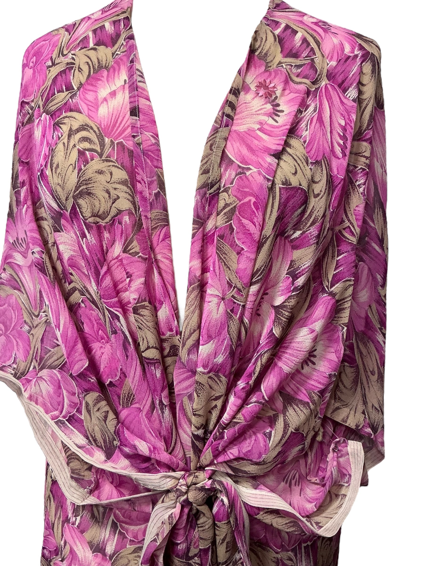 sariKNOTsari  PRG6803 Sheer Avatar Long Pure Silk Kimono Sleeved Duster with Belt
