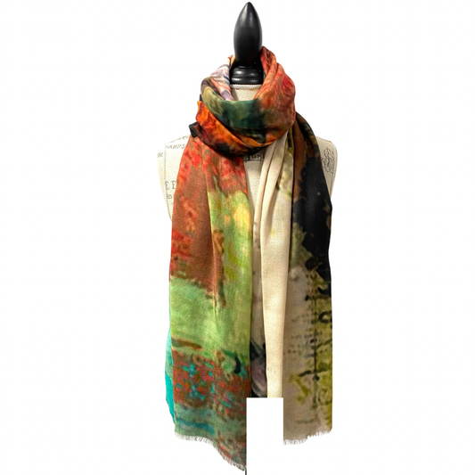 Vibrant Wool and Silk Blend Scarf