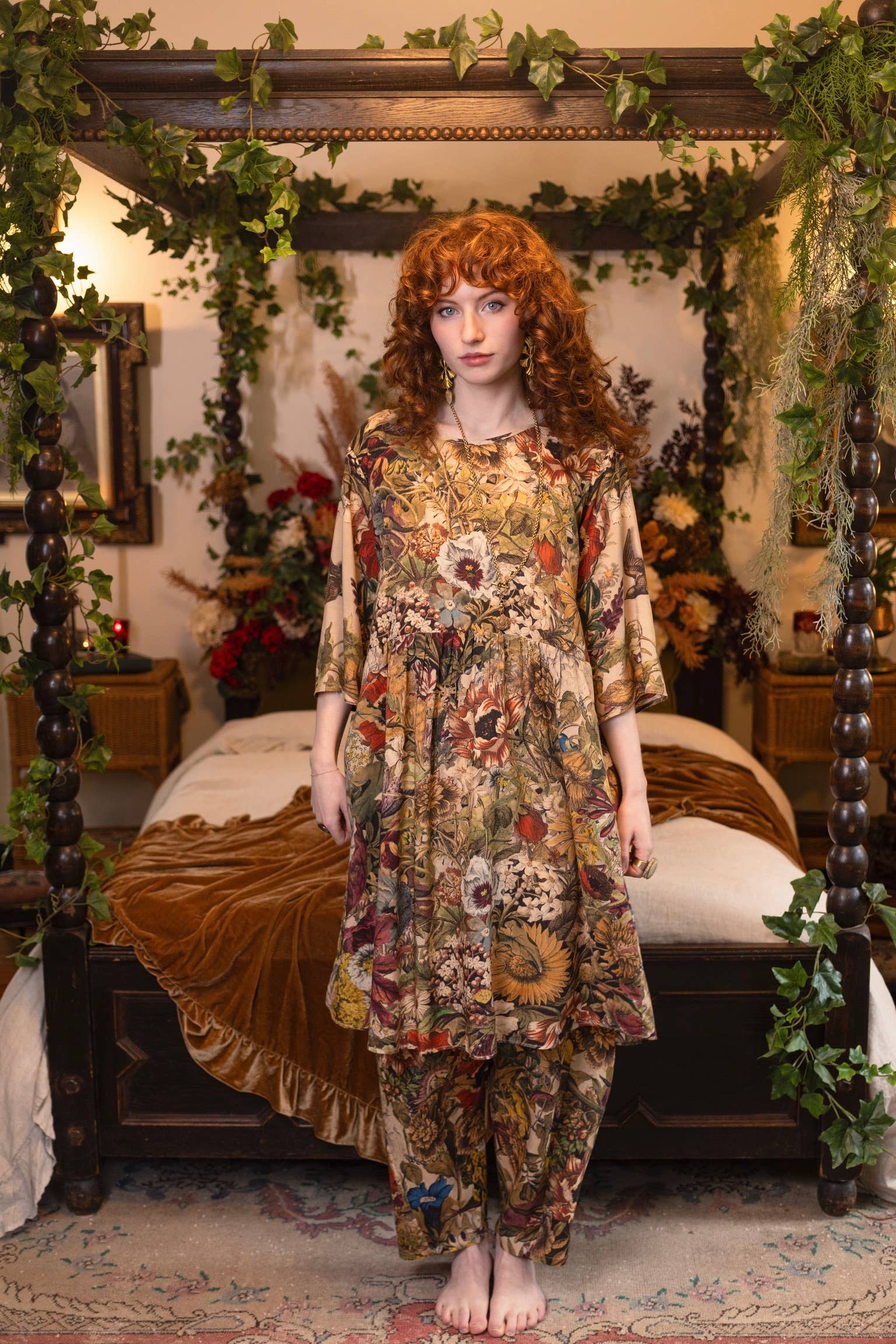 Golden Hour Artist Dress Tunic w/ Pockets & Floral Print - Suttles & Seawinds