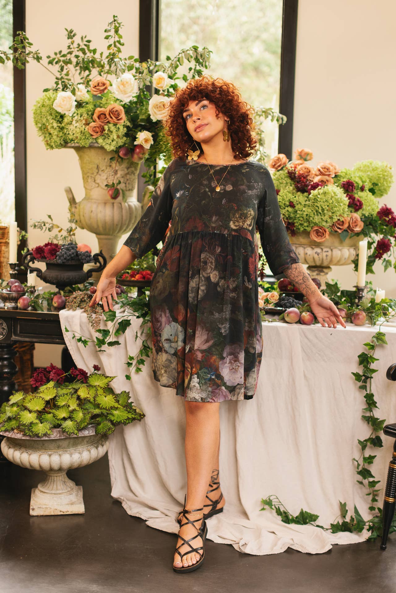 Flight of Fancy Artist Dress Tunic w/ Pockets & Hummingbirds - Suttles & Seawinds