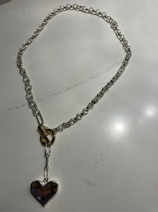 Chain With  Heart Drop and Toggle Clasp