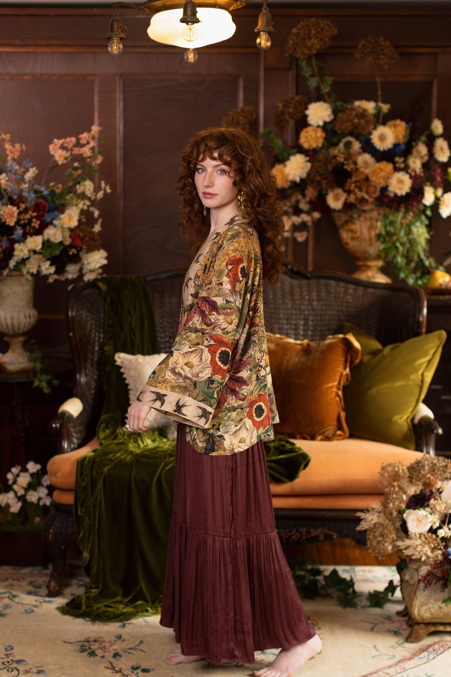 Golden Hour Pixie Duster Cropped Kimono w/ Florals - Suttles & Seawinds