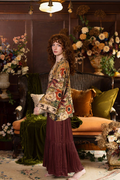 Golden Hour Pixie Duster Cropped Kimono w/ Florals - Suttles & Seawinds