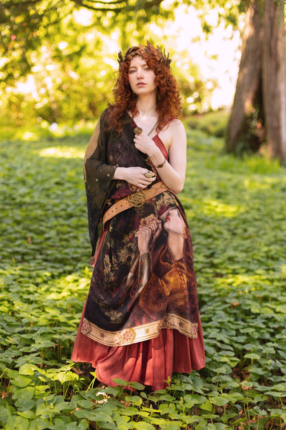 Market of Stars (Worldwide) - The Messenger Scarf with Joan of Arc, Florals & Fox
