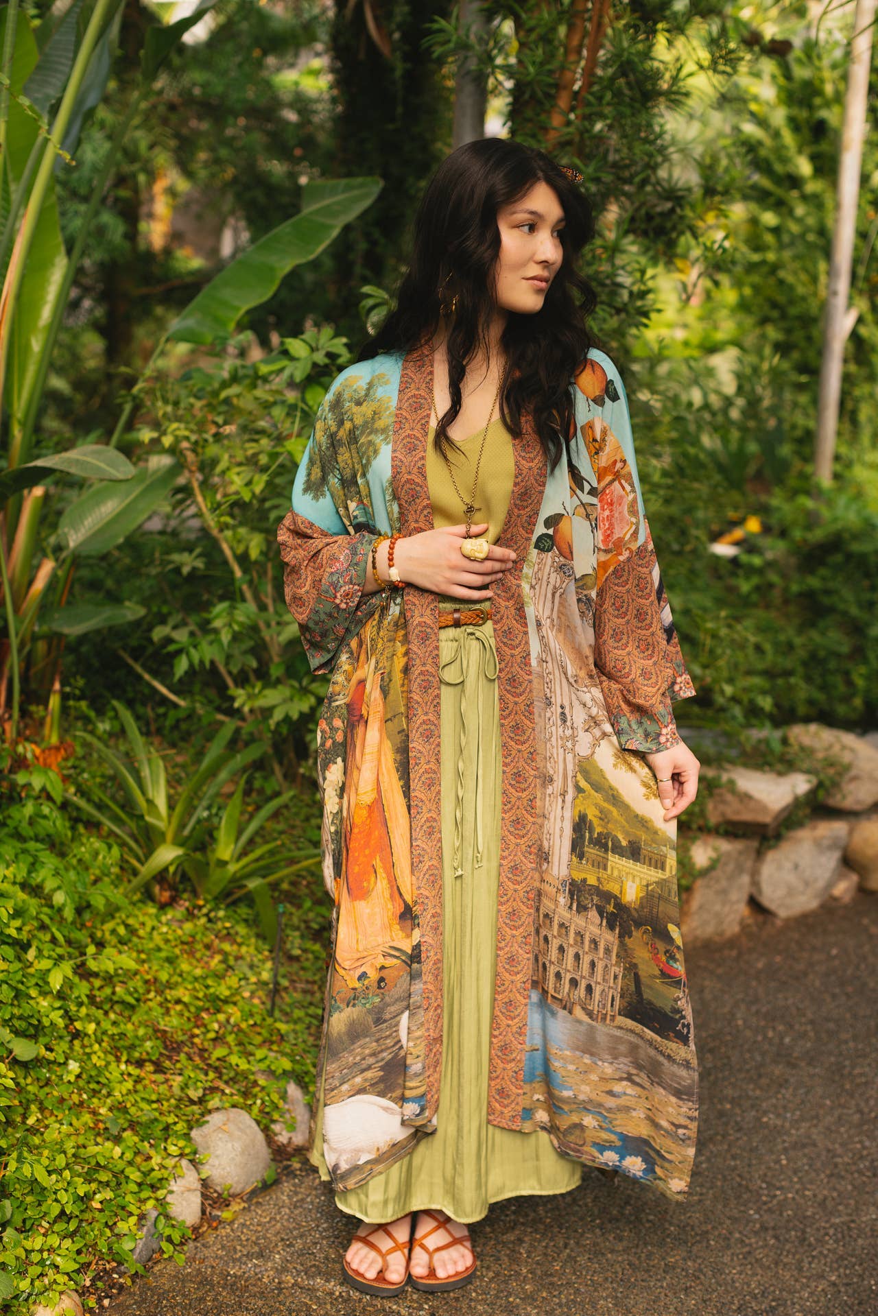 Secret Garden Opera Duster Kimono Robe w/ Swan, Fan