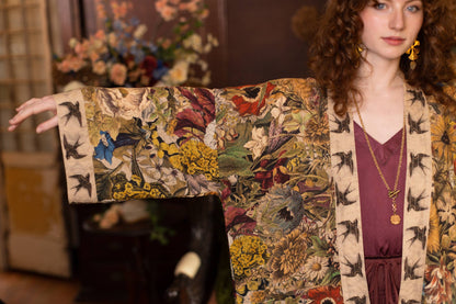 Golden Hour Pixie Duster Cropped Kimono w/ Florals - Suttles & Seawinds
