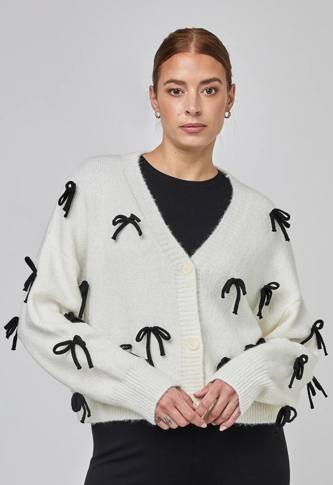 UCHUU- SHORT CARDIGAN WITH BOW APPLIQUES