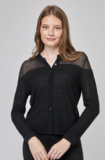 Load image into Gallery viewer, UCHUU- CROPPED CARDIGAN WITH SHEER SHOULDER DETAILS
