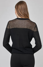 Load image into Gallery viewer, UCHUU- CROPPED CARDIGAN WITH SHEER SHOULDER DETAILS
