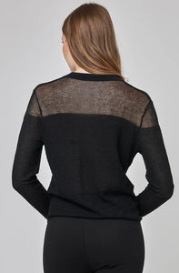 UCHUU- CROPPED CARDIGAN WITH SHEER SHOULDER DETAILS