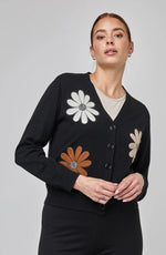 Load image into Gallery viewer, UCHUU-BUTTON-DOWN CARDIGAN WITH FLORAL APPLIQUES
