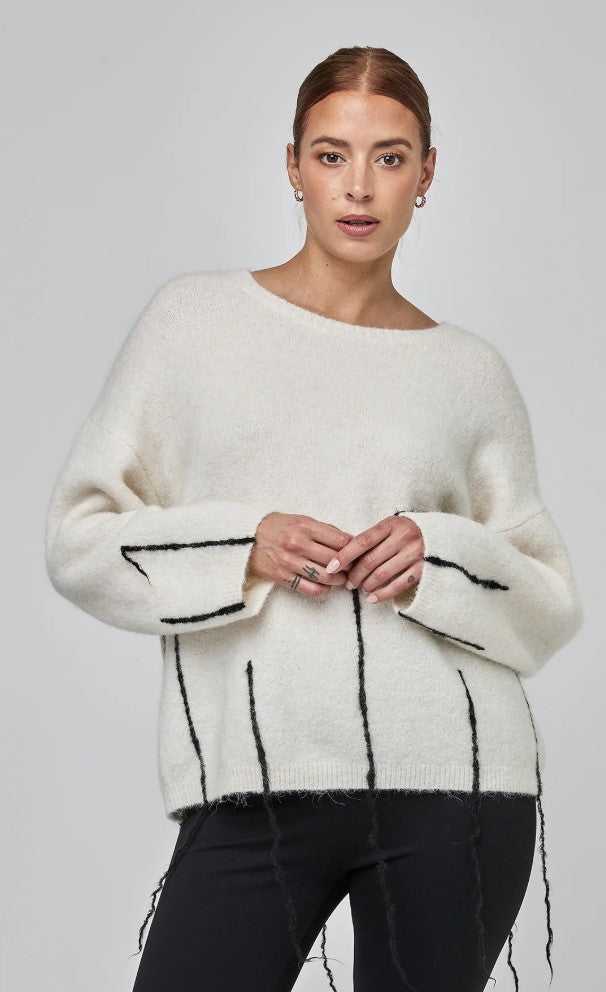 UCHUU- OVERSIZED SWEATER WITH YARN FINISHES