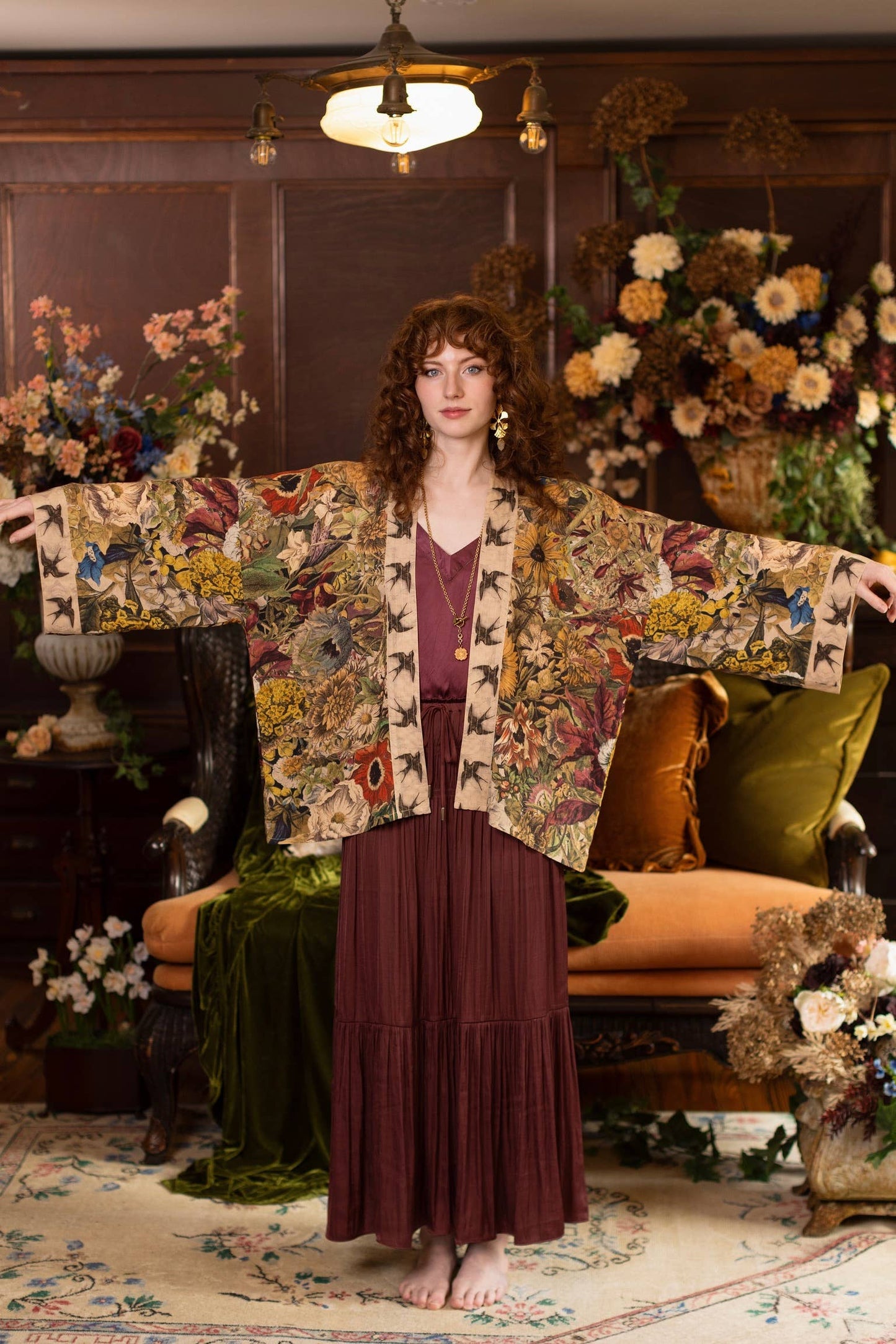 Golden Hour Pixie Duster Cropped Kimono w/ Florals - Suttles & Seawinds