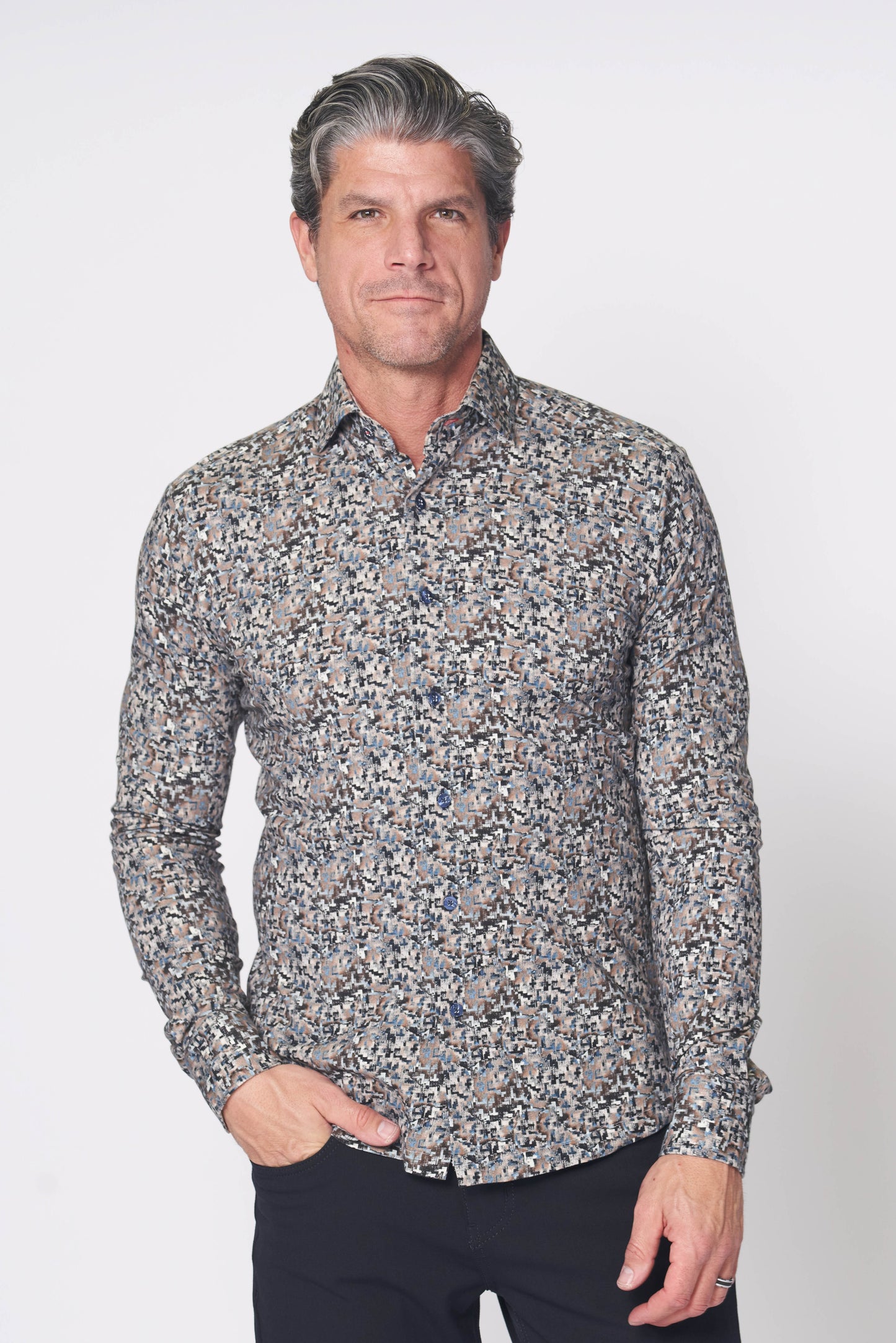 7 DOWNIE ST - AMORE STRETCH KNIT SHIRT