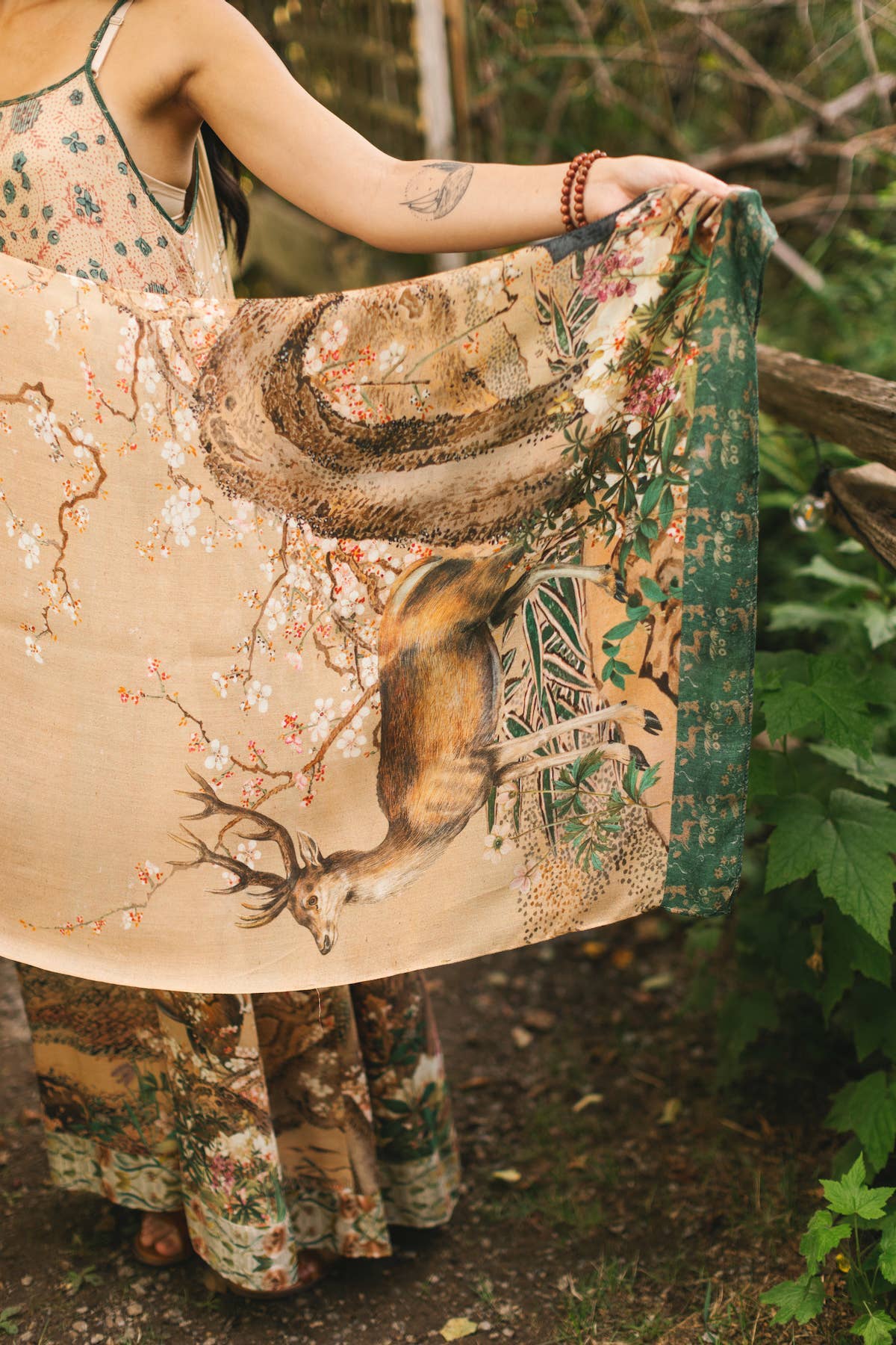 Fable Bohemian Floral Scarf with Deer & Moon - Suttles & Seawinds