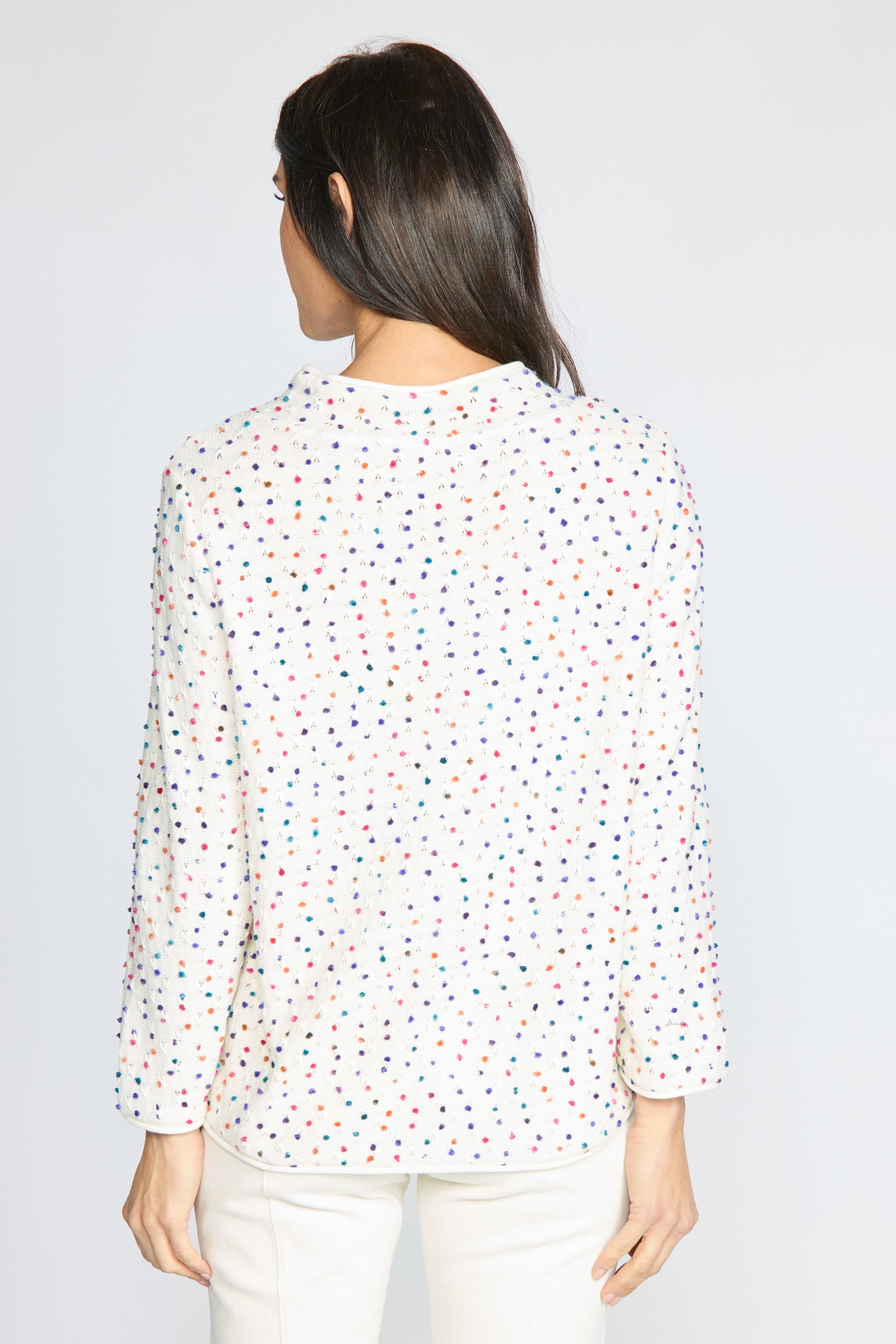 Confetti Dot Fleck Funnel Sweater in Ivory
