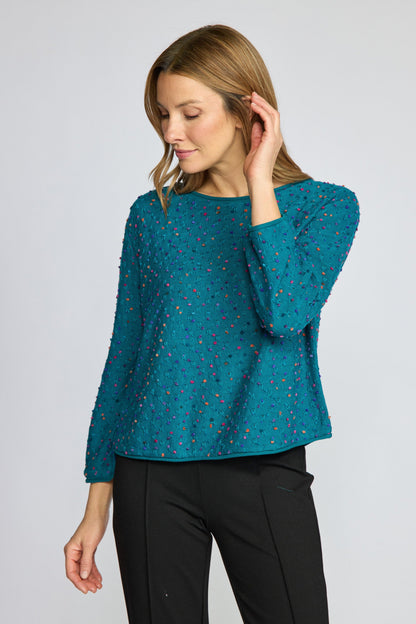 Confetti Dot Party Pullover in Teal