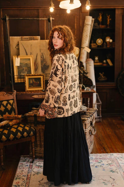 Curiosities Pixie Duster Crop Kimono w/ Whimsical Print - Suttles & Seawinds