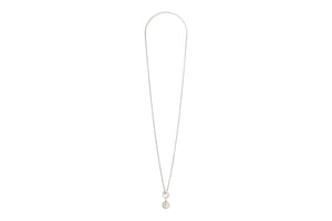 MERX-NECKLACE CREAM GLASS PEARL WITH SILVER CHAIN 80CM