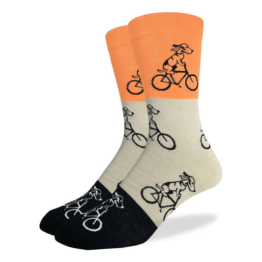 Men's Orange Dog Riding Bike Socks