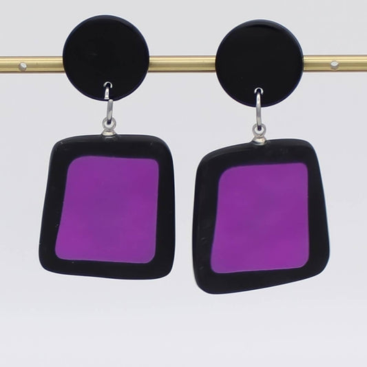 Sylca Designs - Black/Fuchsia Stori Dangle Earrings