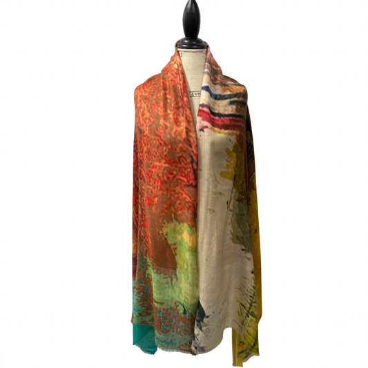 Vibrant Wool and Silk Blend Scarf